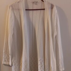 Womens notations white lightweight cardigan sweater xlarge